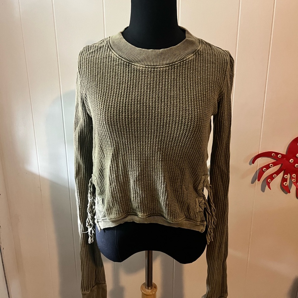 Free People waffle thermal with Side Ties